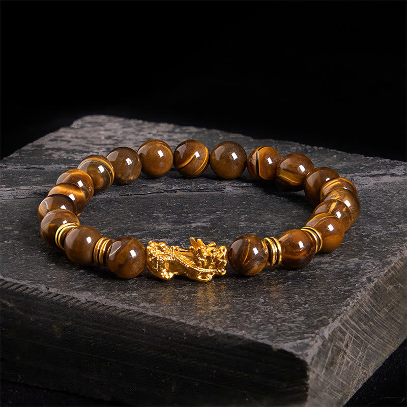 Wear FengShui Various Color Tiger Eye Beads Spacer Beads Pixiu Wealth Courage Bracelet