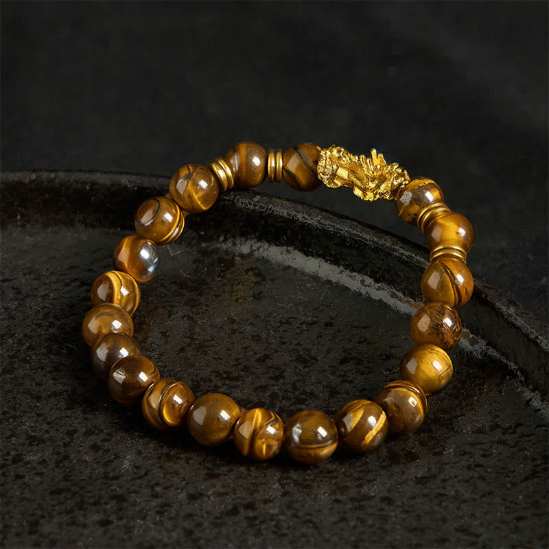 Wear FengShui Various Color Tiger Eye Beads Spacer Beads Pixiu Wealth Courage Bracelet