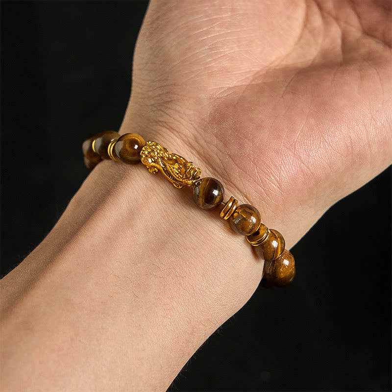 Wear FengShui Various Color Tiger Eye Beads Spacer Beads Pixiu Wealth Courage Bracelet