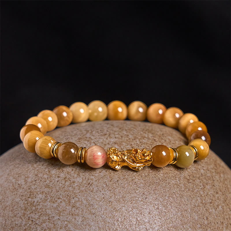 Wear FengShui Various Color Tiger Eye Beads Spacer Beads Pixiu Wealth Courage Bracelet