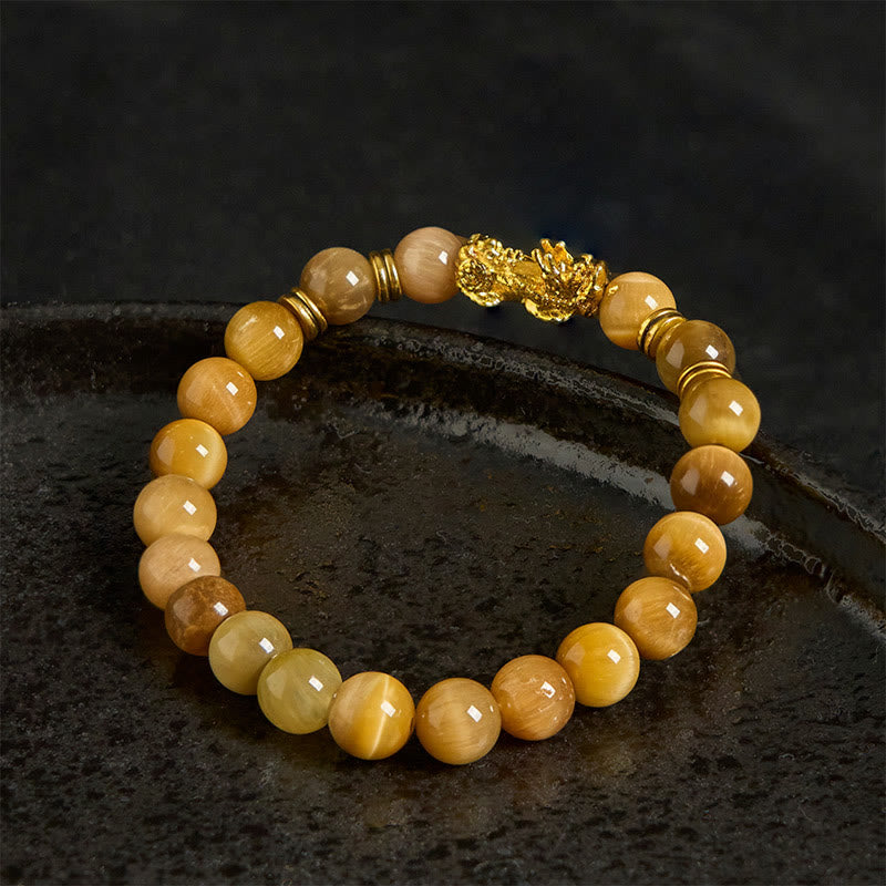 Wear FengShui Various Color Tiger Eye Beads Spacer Beads Pixiu Wealth Courage Bracelet