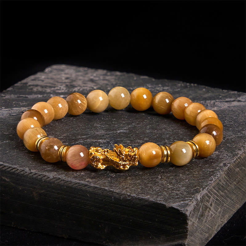 Wear FengShui Various Color Tiger Eye Beads Spacer Beads Pixiu Wealth Courage Bracelet