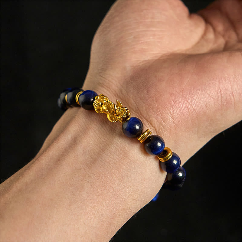Wear FengShui Various Color Tiger Eye Beads Spacer Beads Pixiu Wealth Courage Bracelet