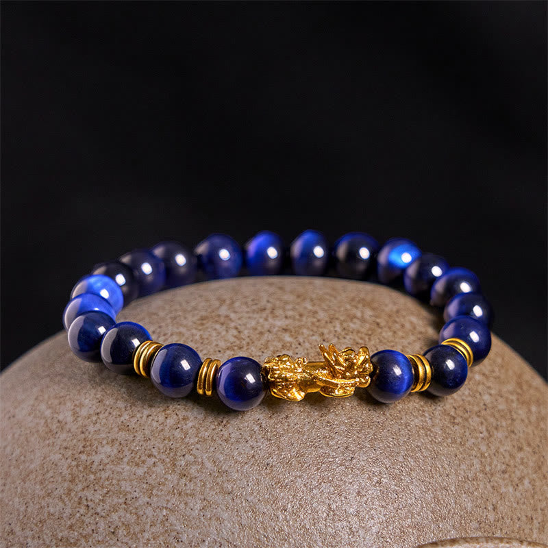 Wear FengShui Various Color Tiger Eye Beads Spacer Beads Pixiu Wealth Courage Bracelet
