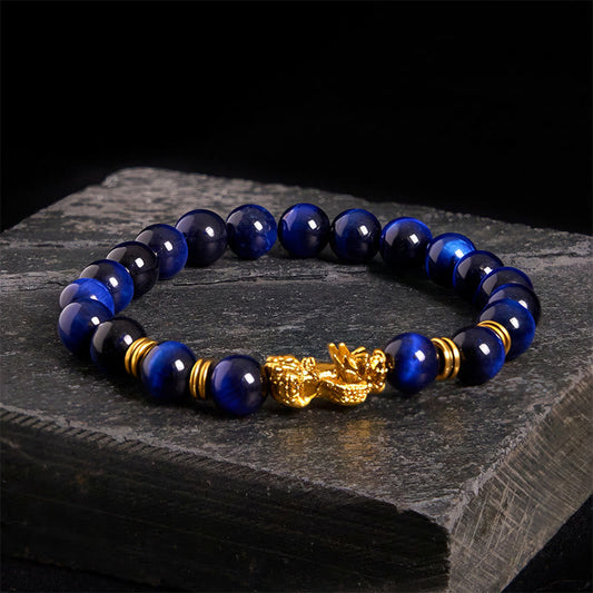 Wear FengShui Various Color Tiger Eye Beads Spacer Beads Pixiu Wealth Courage Bracelet