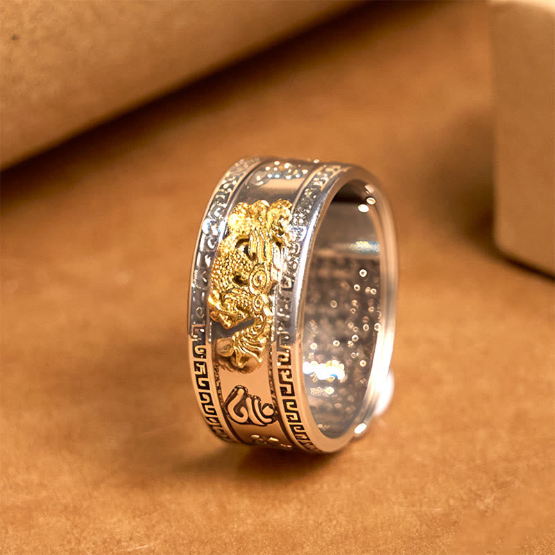 Wear FengShui Dragon Pattern Heart Sutra Copper Strength Ring