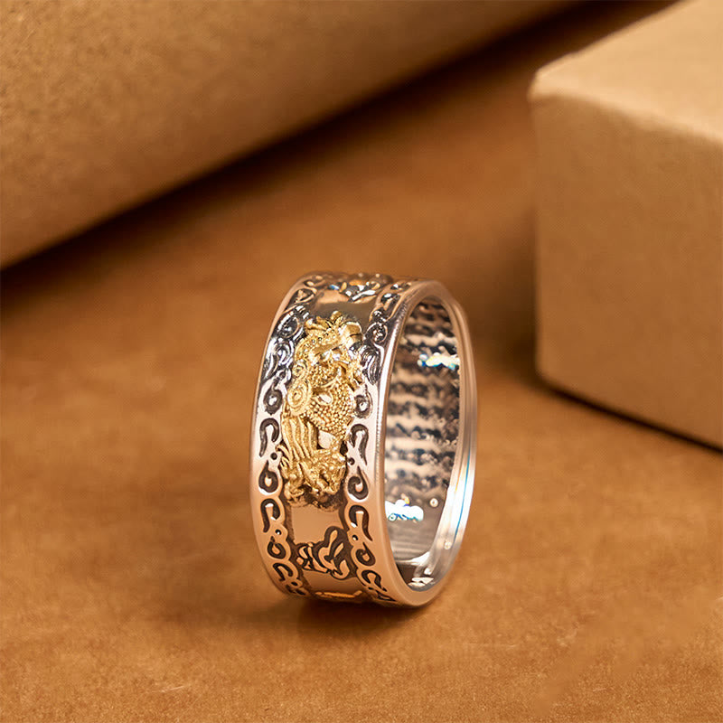 Wear FengShui Dragon Pattern Heart Sutra Copper Strength Ring