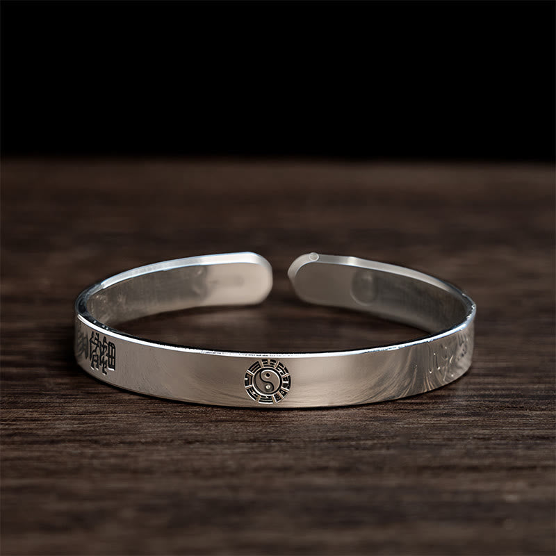 Wear FengShui Bagua mantra Symbol Copper Plated Silver Wealth Bracelet Bangle