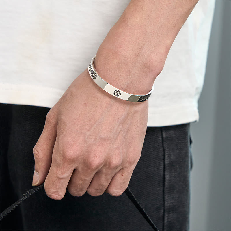 Wear FengShui Bagua mantra Symbol Copper Plated Silver Wealth Bracelet Bangle