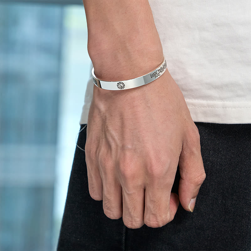 Wear FengShui Bagua mantra Symbol Copper Plated Silver Wealth Bracelet Bangle