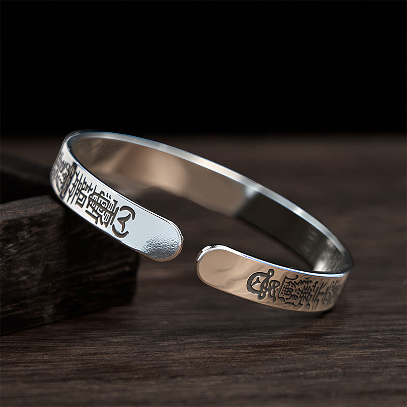 Wear FengShui Bagua mantra Symbol Copper Plated Silver Wealth Bracelet Bangle