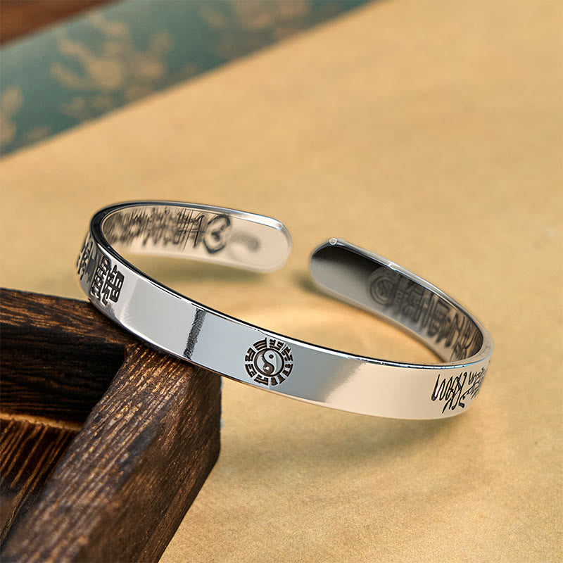 Wear FengShui Bagua mantra Symbol Copper Plated Silver Wealth Bracelet Bangle