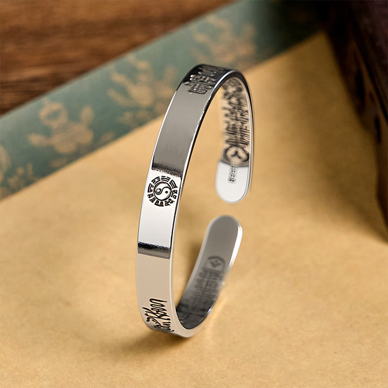 Wear FengShui Bagua mantra Symbol Copper Plated Silver Wealth Bracelet Bangle