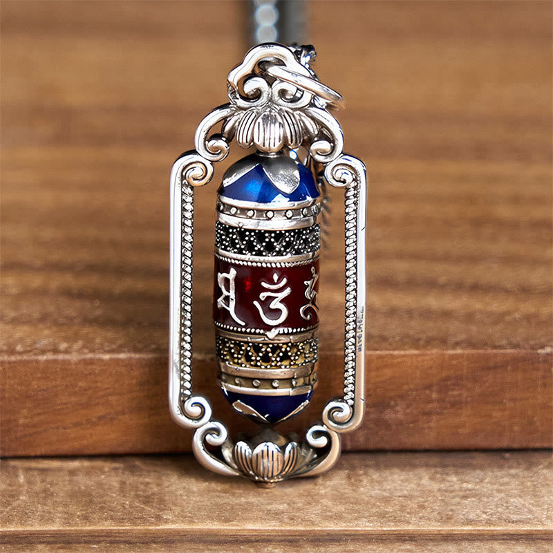 Wear FengShui Vintage Om Mani Padme Hum Prayer Wheel Copper Luck Pendant