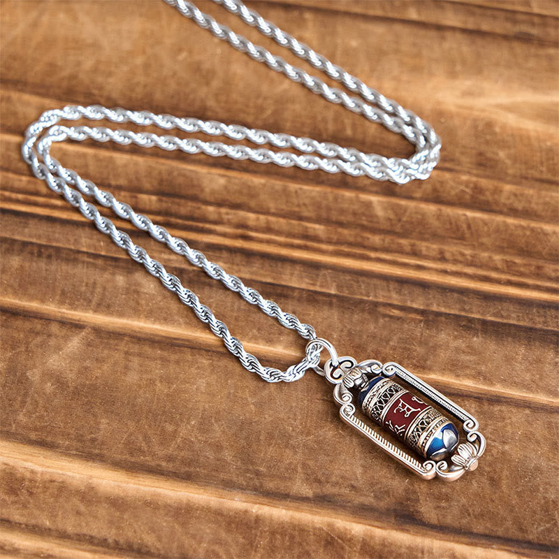 Wear FengShui Vintage Om Mani Padme Hum Prayer Wheel Copper Luck Pendant