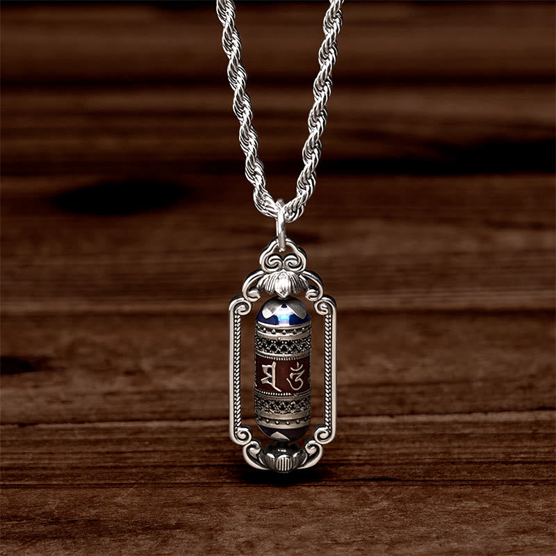 Wear FengShui Vintage Om Mani Padme Hum Prayer Wheel Copper Luck Pendant