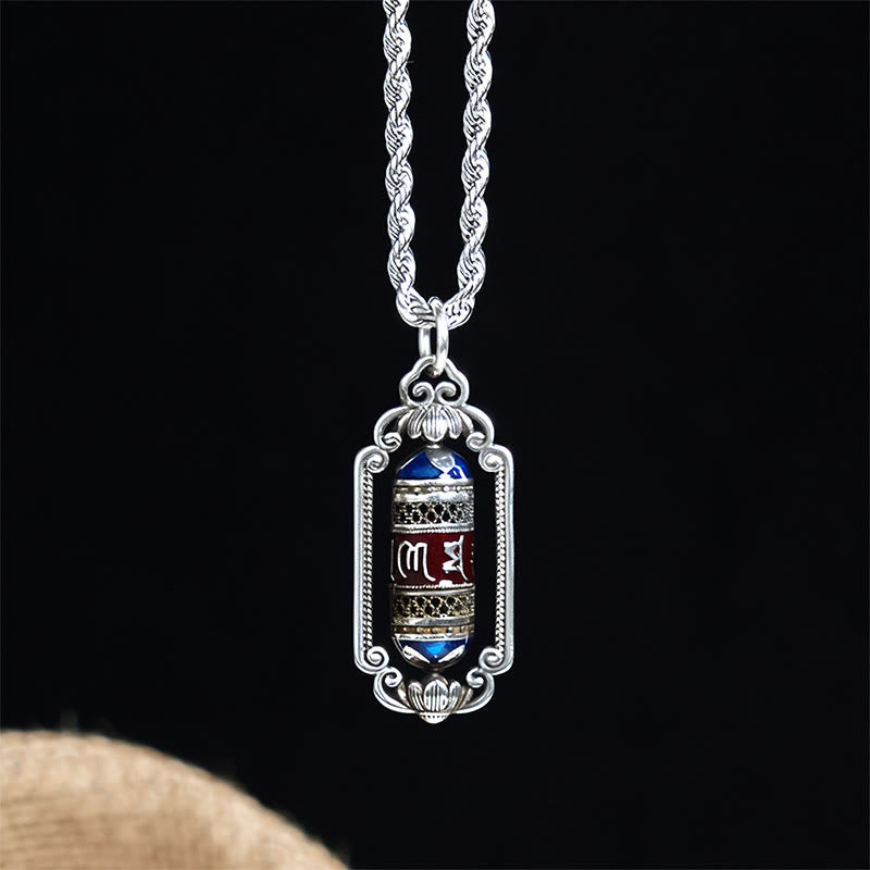 Wear FengShui Vintage Om Mani Padme Hum Prayer Wheel Copper Luck Pendant