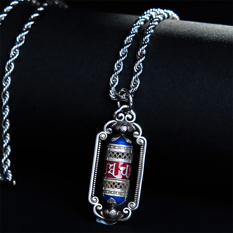 Wear FengShui Vintage Om Mani Padme Hum Prayer Wheel Copper Luck Pendant