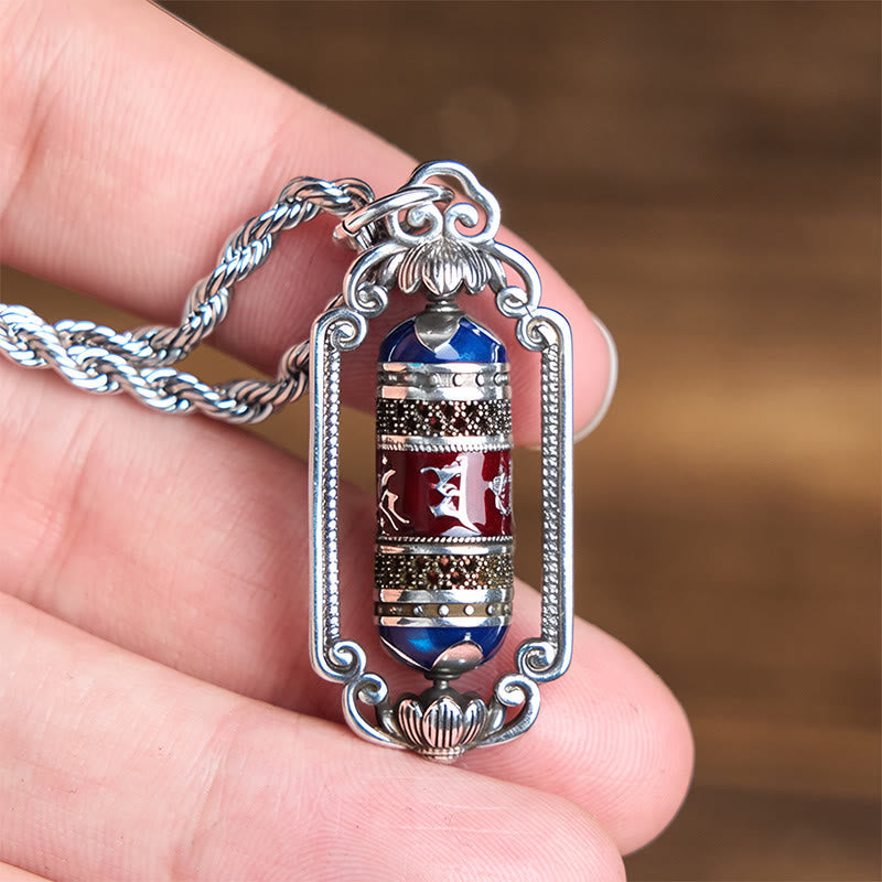 Wear FengShui Vintage Om Mani Padme Hum Prayer Wheel Copper Luck Pendant