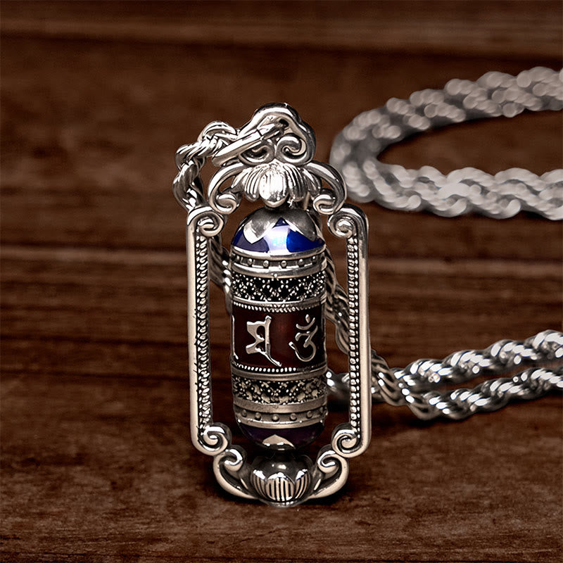Wear FengShui Vintage Om Mani Padme Hum Prayer Wheel Copper Luck Pendant
