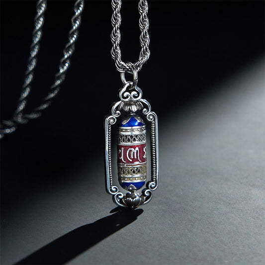 Wear FengShui Vintage Om Mani Padme Hum Prayer Wheel Copper Luck Pendant