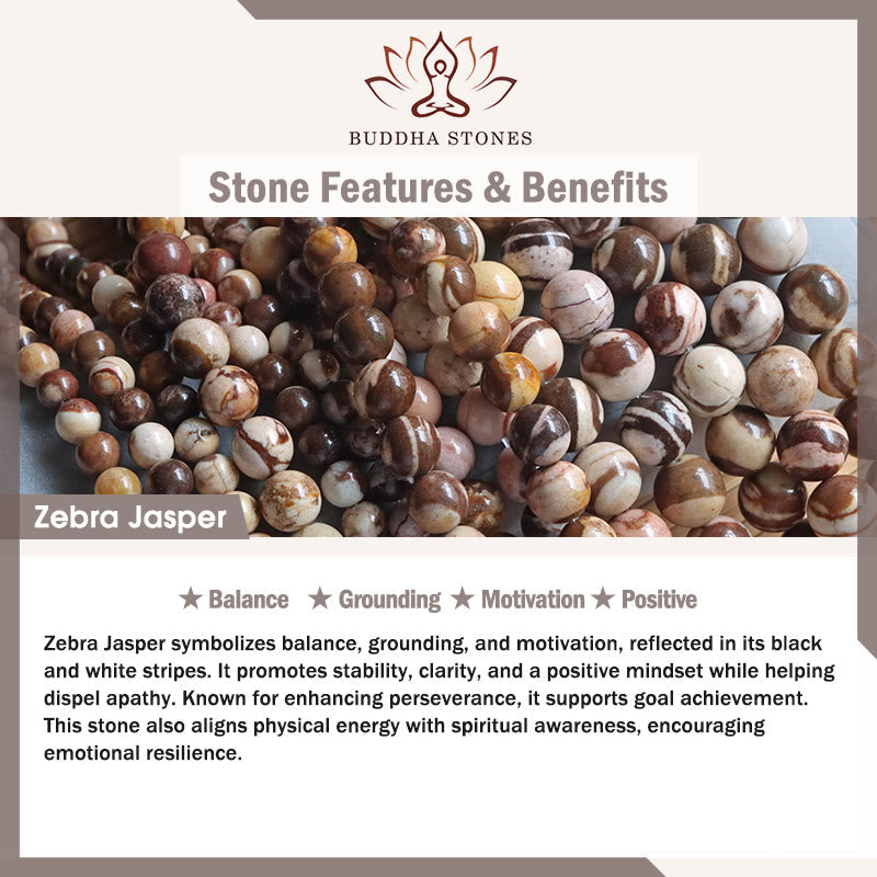 Wear FengShui Zebra Jasper Agate Bead Positive Bracelet