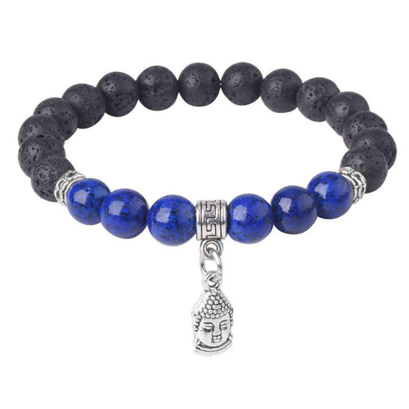 Wear FengShui Black Lava Rock Crystal Beads Animal Pattern Healing Bracelet