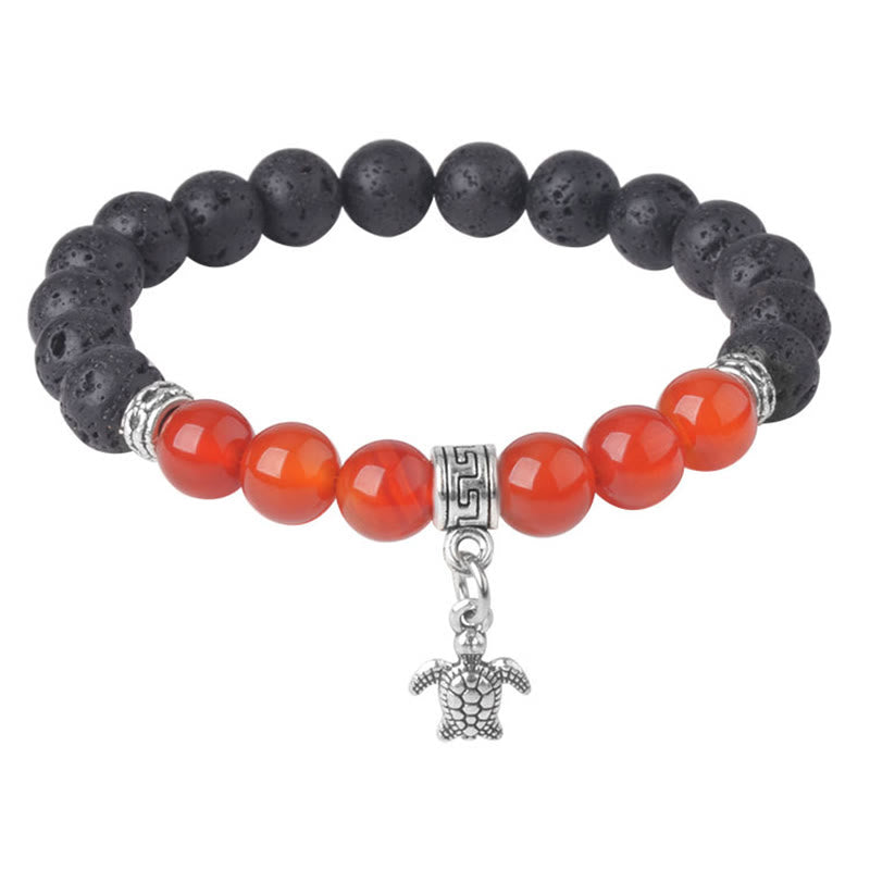 Wear FengShui Black Lava Rock Crystal Beads Animal Pattern Healing Bracelet