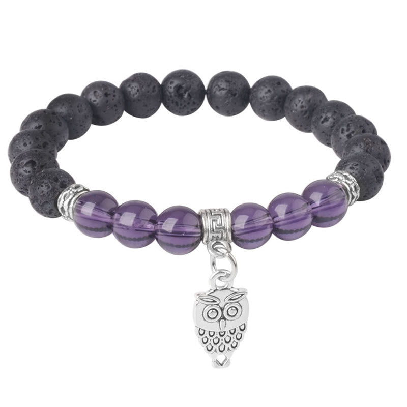 Wear FengShui Black Lava Rock Crystal Beads Animal Pattern Healing Bracelet