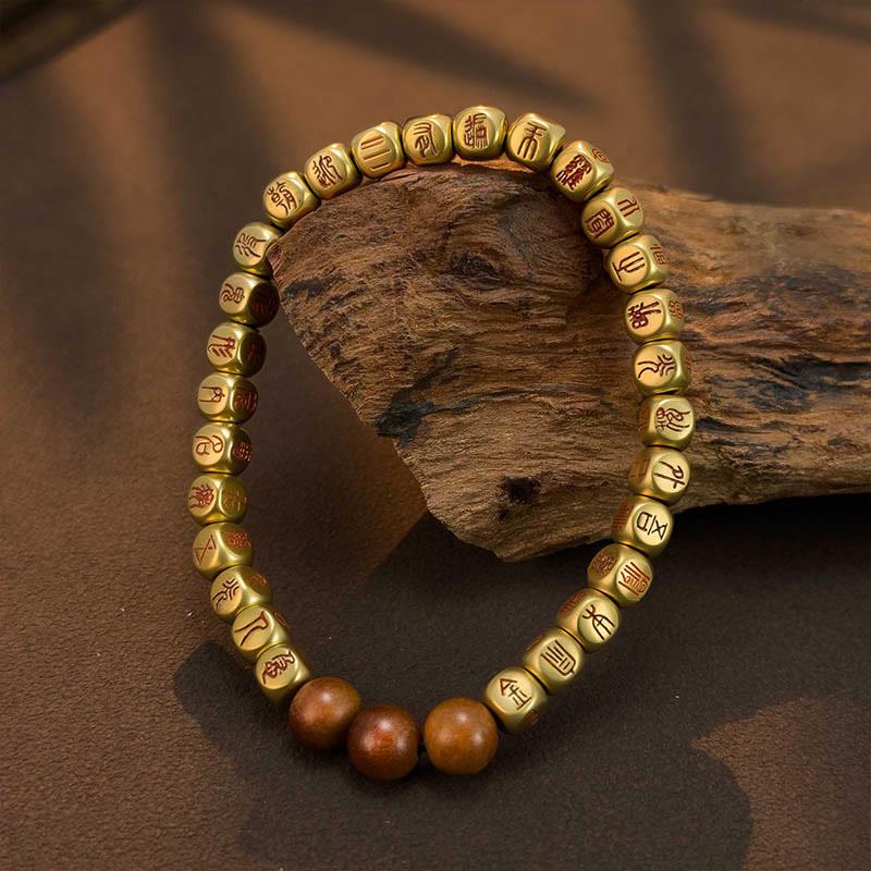 Wear FengShui Copper Brass Lightning Struck Jujube Wood Beads Wealth Bracelet
