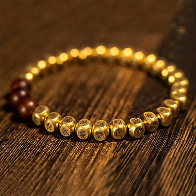Wear FengShui Copper Brass Lightning Struck Jujube Wood Beads Wealth Bracelet