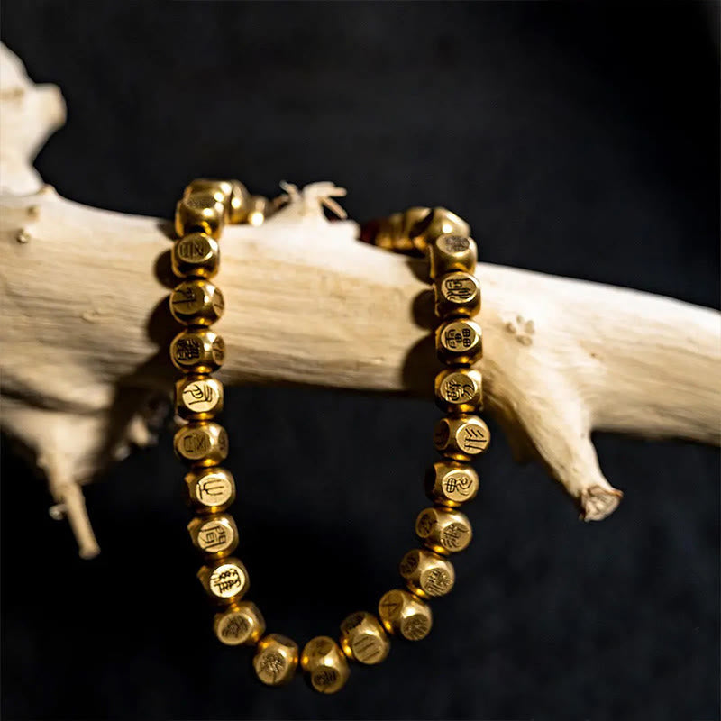 Wear FengShui Copper Brass Lightning Struck Jujube Wood Beads Wealth Bracelet