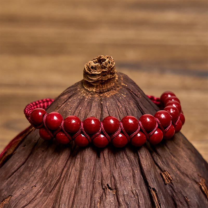 Wear FengShui Natural Tiger Eye Cinnabar Hand-woven Double Row Beads Protection Bracelet