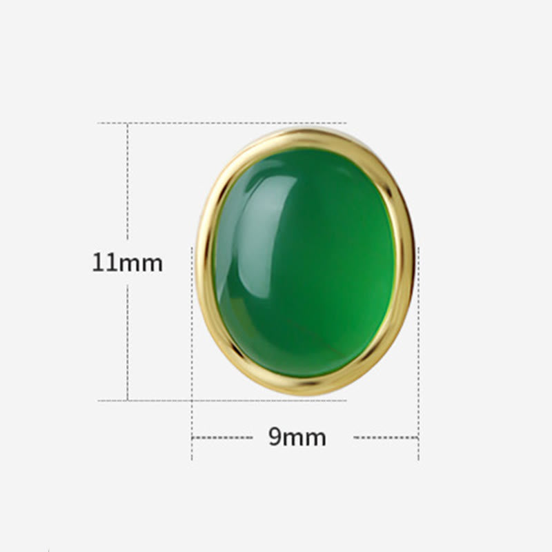 Wear FengShui 925 Sterling Silver Golden Green Chalcedony Strength Earrings