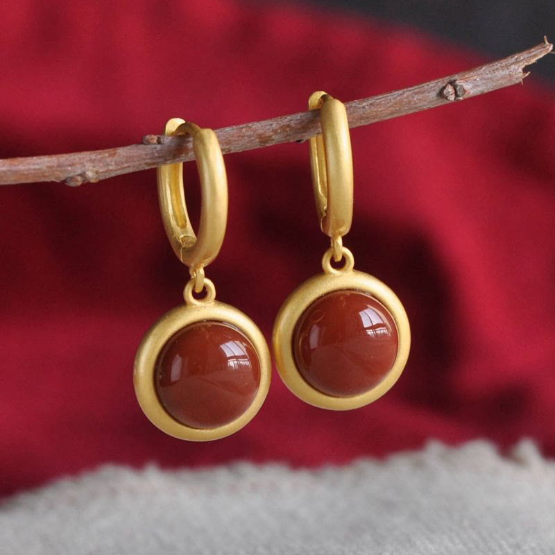 Wear FengShui 925 Sterling Silver White Jade Agate Prosperity Earrings