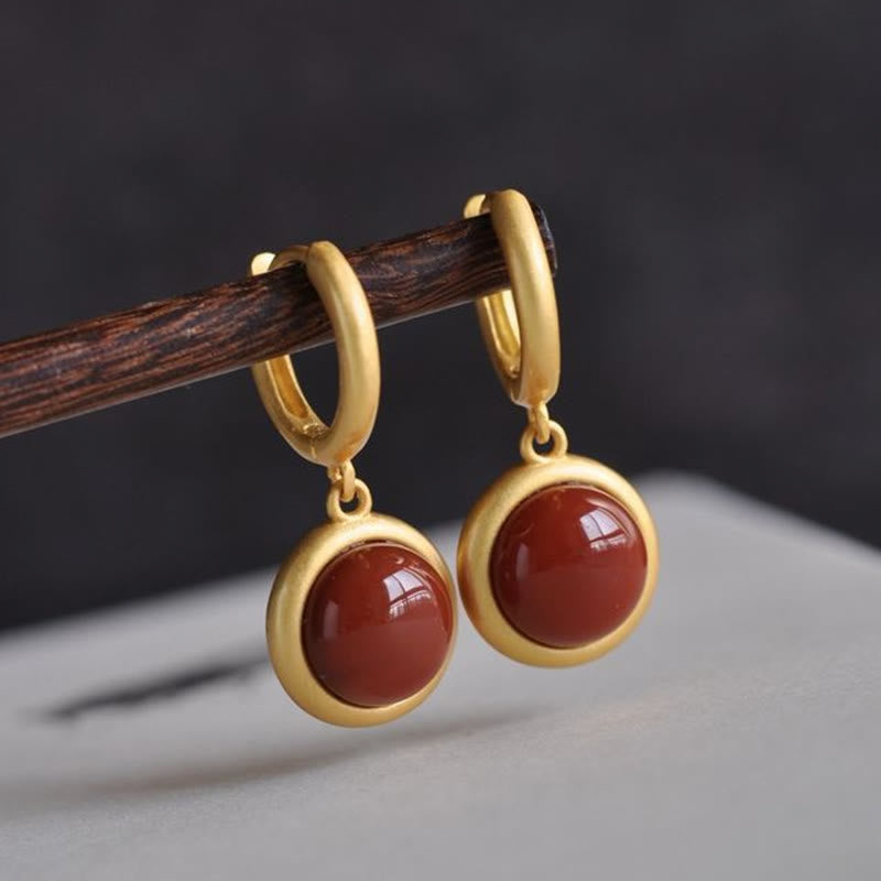 Wear FengShui 925 Sterling Silver White Jade Agate Prosperity Earrings
