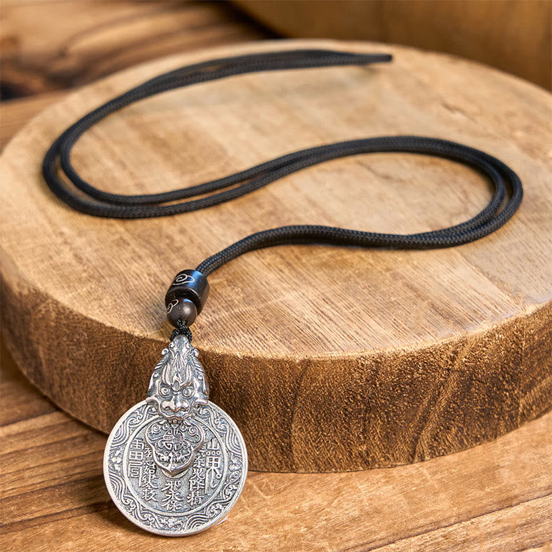 Wear FengShui Mountain Ghosts Spend Money Bagua Design Copper Pixiu Harmony Necklace Pendant