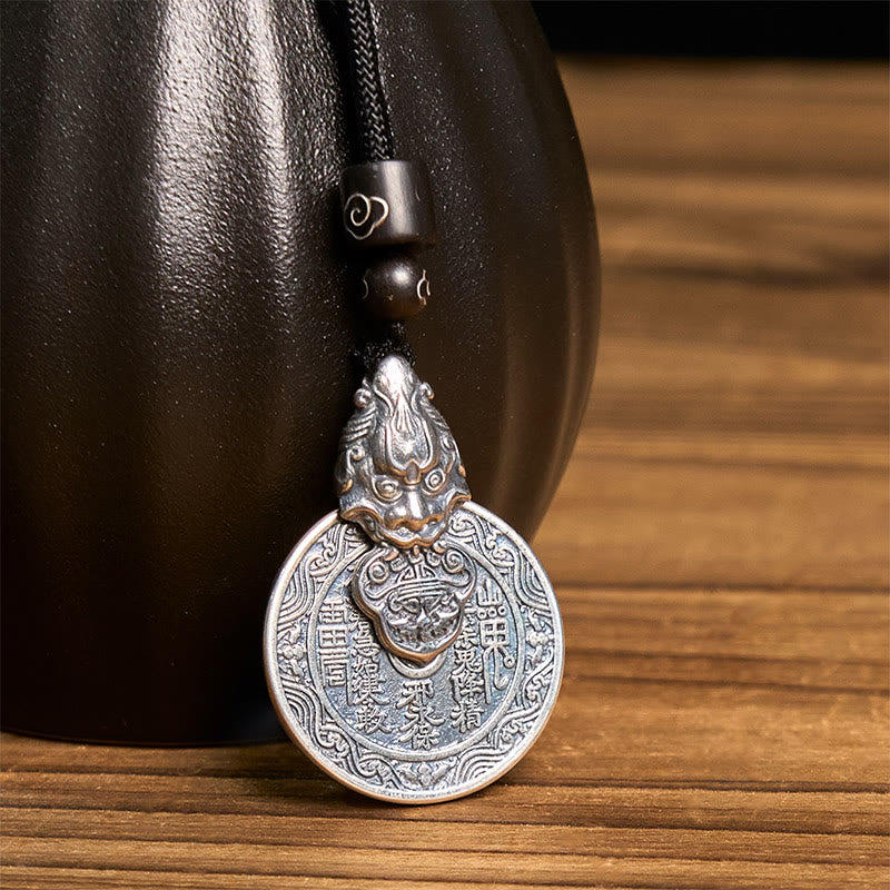 Wear FengShui Mountain Ghosts Spend Money Bagua Design Copper Pixiu Harmony Necklace Pendant