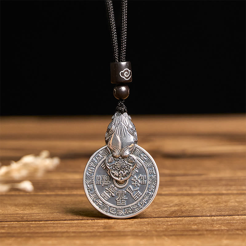 Wear FengShui Mountain Ghosts Spend Money Bagua Design Copper Pixiu Harmony Necklace Pendant