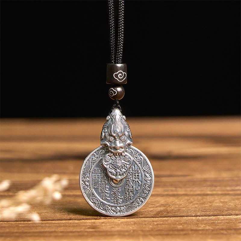 Wear FengShui Mountain Ghosts Spend Money Bagua Design Copper Pixiu Harmony Necklace Pendant
