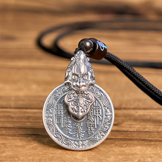 Wear FengShui Mountain Ghosts Spend Money Bagua Design Copper Pixiu Harmony Necklace Pendant