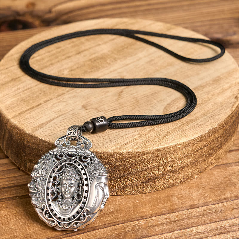 Wear FengShui Copper Buddha Devil Pattern Serenity Pendant Necklace