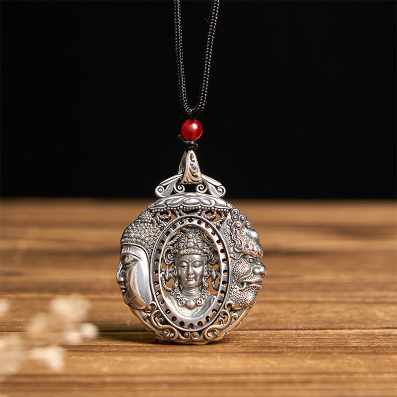 Wear FengShui Copper Buddha Devil Pattern Serenity Pendant Necklace