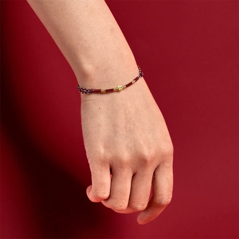 Wear FengShui Handmade Braided Red String Copper Coins Luck Bracelet