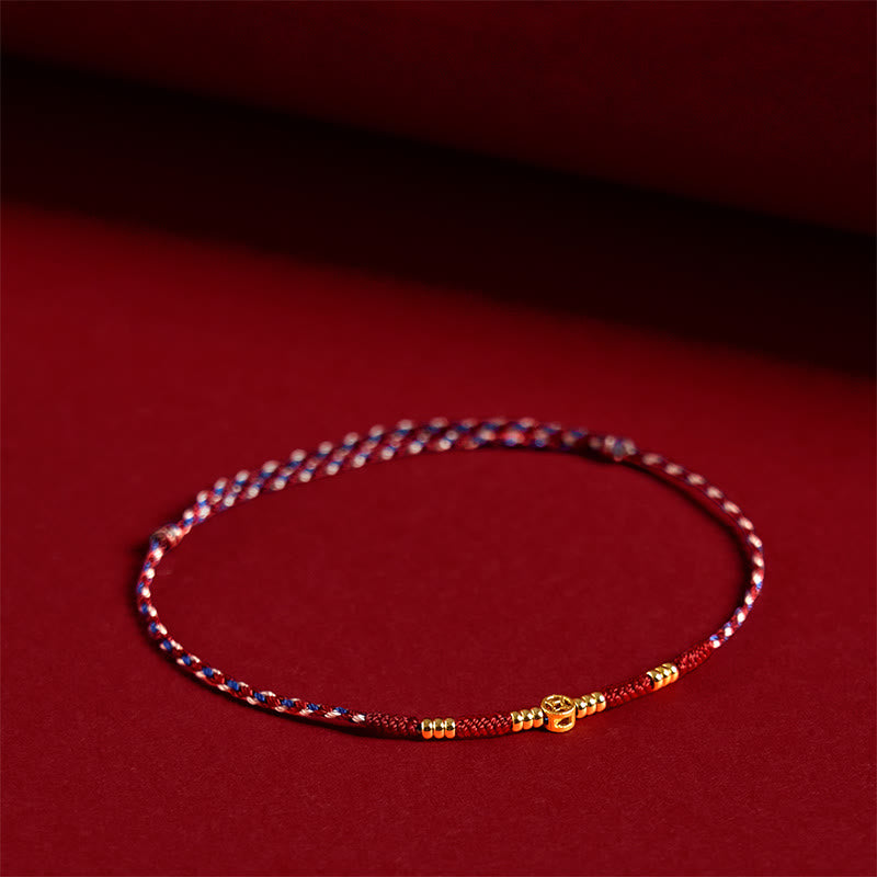 Wear FengShui Handmade Braided Red String Copper Coins Luck Bracelet