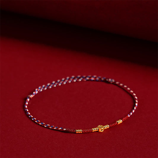 Wear FengShui Handmade Braided Red String Copper Coins Luck Bracelet