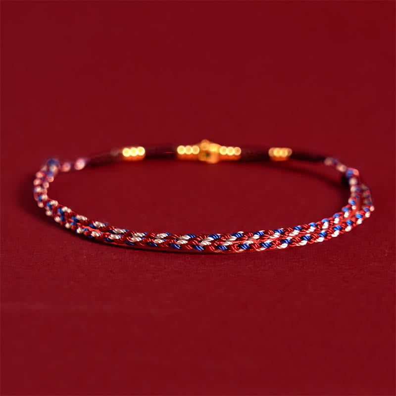 Wear FengShui Handmade Braided Red String Copper Coins Luck Bracelet