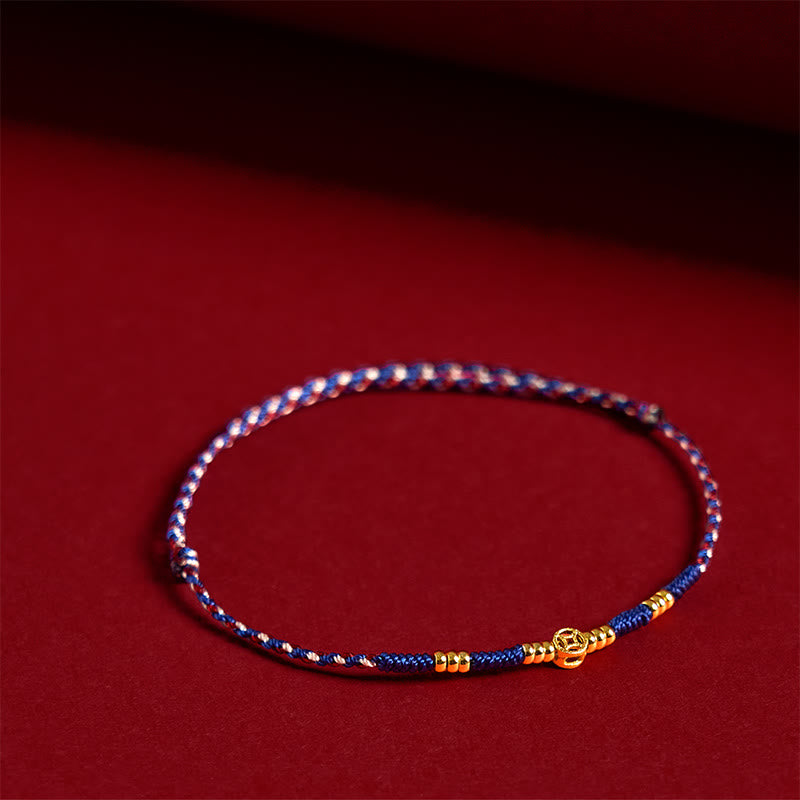 Wear FengShui Handmade Braided Red String Copper Coins Luck Bracelet