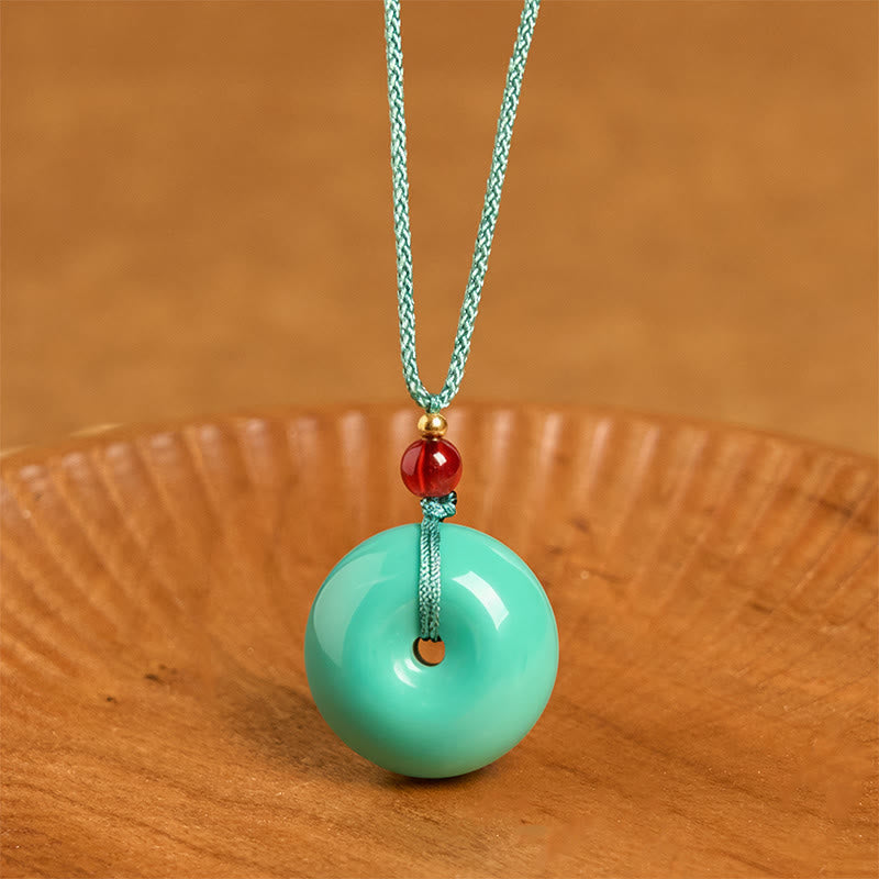 Wear FengShui Turquoise Peace Buckle Rope Balance Necklace Pendant