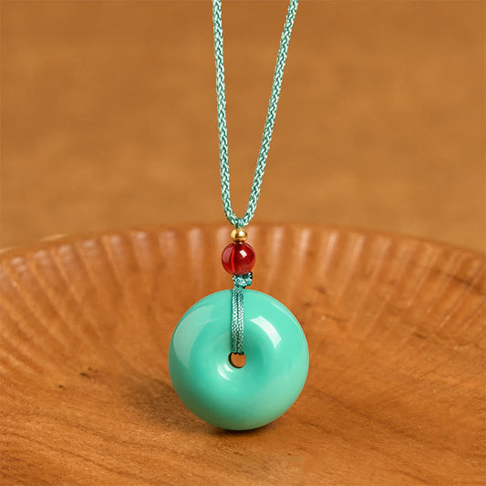 Wear FengShui Turquoise Peace Buckle Rope Balance Necklace Pendant